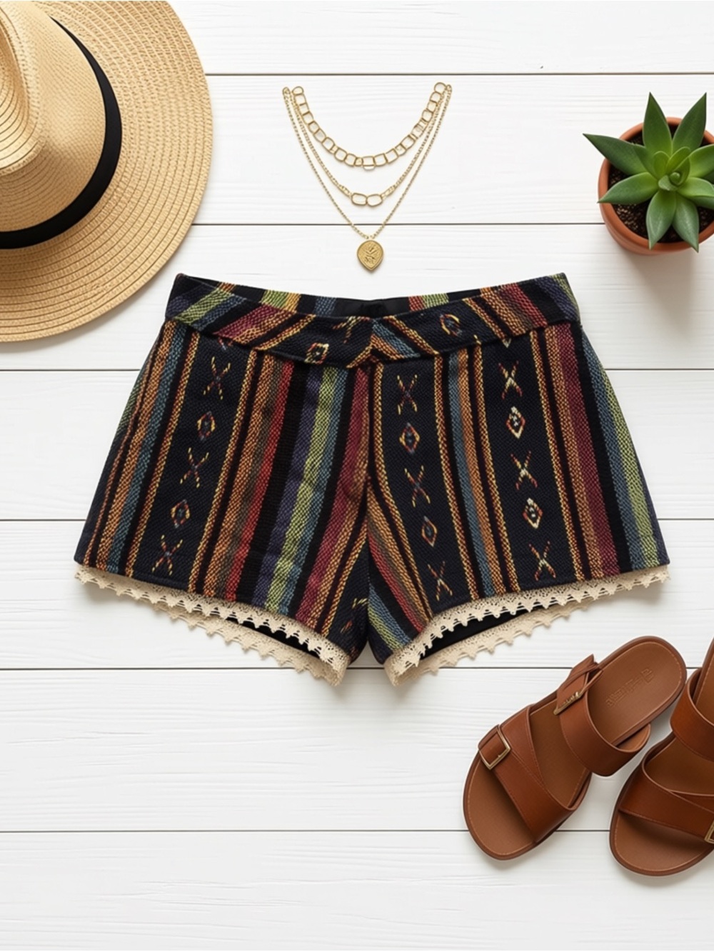 Judith March Aztec Shorts - Size M